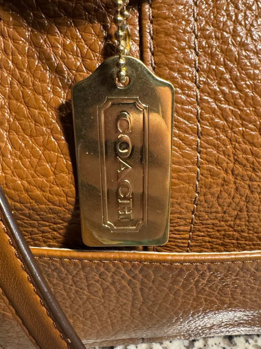 Coach Tan Pebbled Leather Tote with Removable Strap - Picture 3 of 8